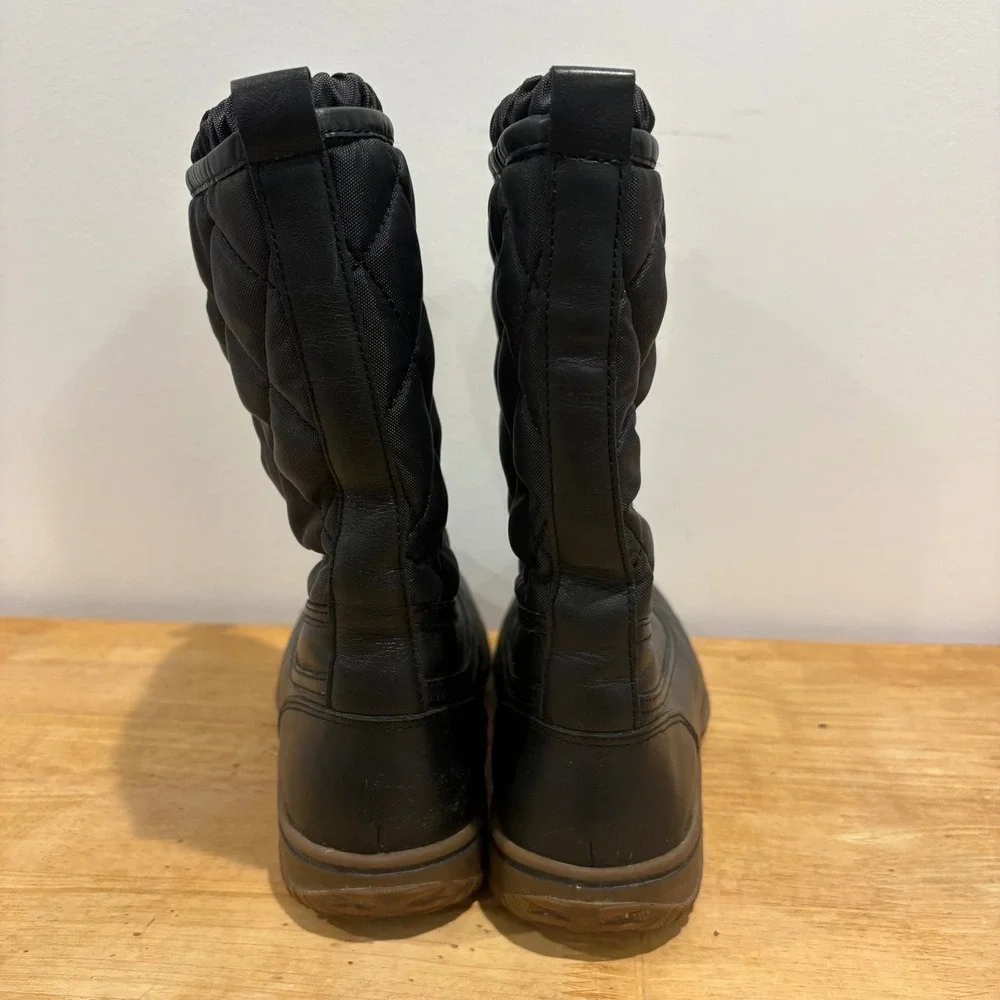 Coach Samara Quilted Winter Boots Women Black Size 8B Leather Nylon Snow Boots